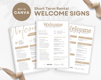 Airbnb Welcome Sign Template: Vacation Rental Guest Info (Digital Download)