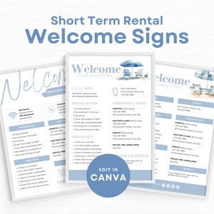 Welcome Sign for Airbnb Hosts, Vacation Rental Printable, Guest Arrival Poster, Template for VRBO, Things to Know, House Rules, Wifi SS05