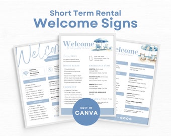 Airbnb Welcome Sign Template: Coastal Vacation Rental, House Rules (Digital Download)