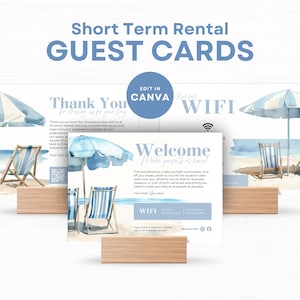 Airbnb Host Editable Welcome Card for Guests, Airbnb Host Thank You Card Template, Editable Canva Rental Marketing Template, QR Code SS05