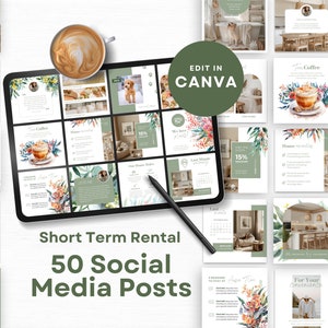 Airbnb Instagram Post Template, Short Term Rental Social Media Template, Editable Instagram Post, VRBO Social Media Pack, Floral SS06