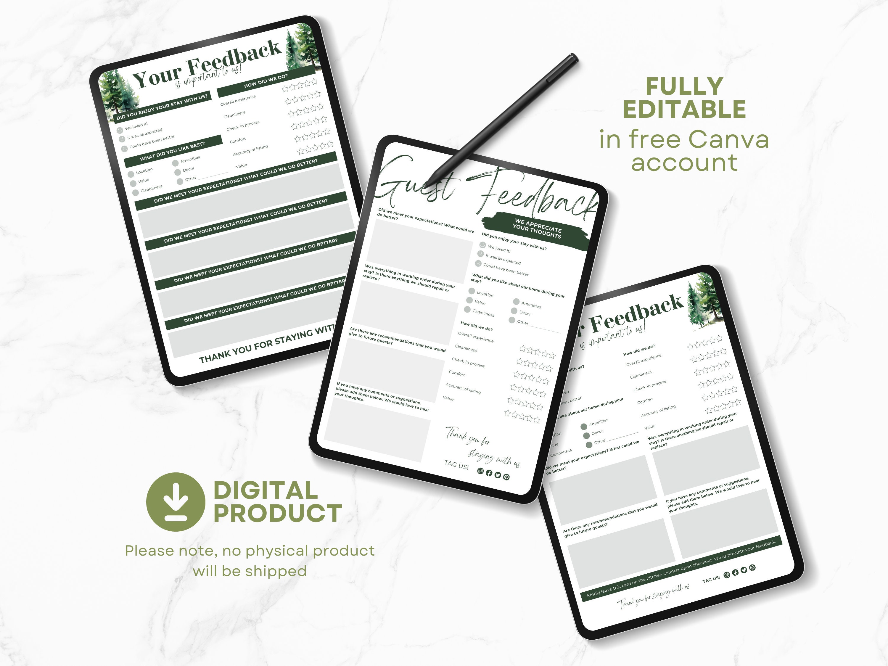 Airbnb Guest Feedback Form: Forest Cabin Canva Template (editable) - Etsy