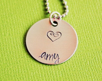 Personalized Necklace - Hand Stamped Jewelry - Grandmother's Necklace - Personalized Mom Necklace  -  1 Name - Stainless Steel
