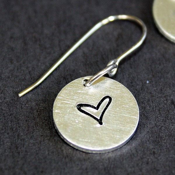 Small Heart - Hand Stamped Earrings - Zodiac Jewelry - Aluminum and Surgical Steel