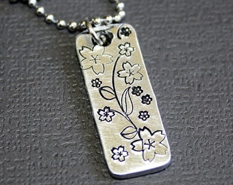Cherry Blossom Necklace - Hand Stamped Jewelry