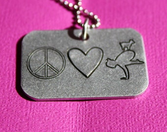 Peace Love Goat Yoga Necklace - Hand Stamped Jewelry