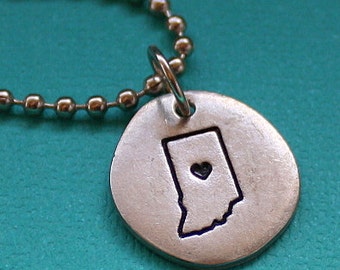 Etat d amour collier - Indiana - fabriquées à la main Bijoux - Collier États-Unis d’Amérique - état personnalisé