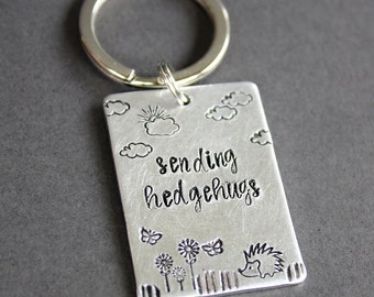 Sending Hedgehugs Key Ring - Hand Stamped Accessories - Hedgehog