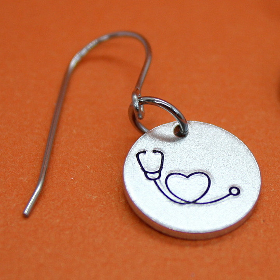 Stethoscope Earrings Hand Stamped Jewelry Aluminum and Etsy