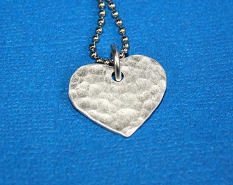 Hammered Heart Necklace - Aluminum Jewelry