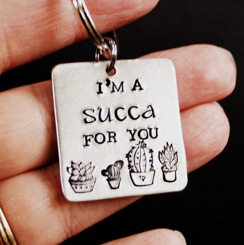 I'm A Succa For You Key Ring Hand Stamped Jewelry Key Chain image 3