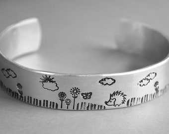 Hedgehog Cuff - Hand Stamped Bracelet