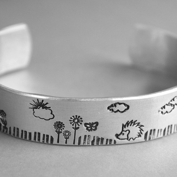 Hedgehog Cuff - Hand Stamped Bracelet