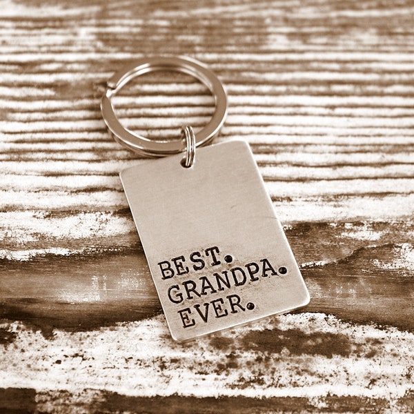 Best Grandpa Ever Key Chain - Hand Stamped Key Ring