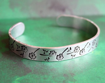 Dandelion Cuff - Hand Stamped Bracelet