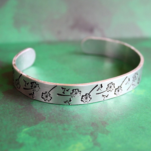 Dandelion Cuff - Hand Stamped Bracelet