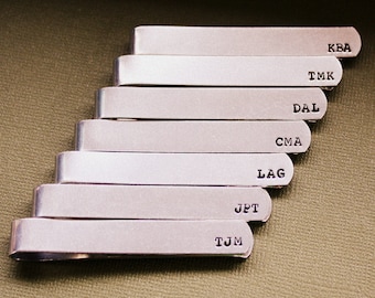 Personalized Tie Clip - Custom Groomsmen Gift - Hand Stamped Tie Bar - Father of the Bride and Groom - Dad or Grandpa - Wedding Gift