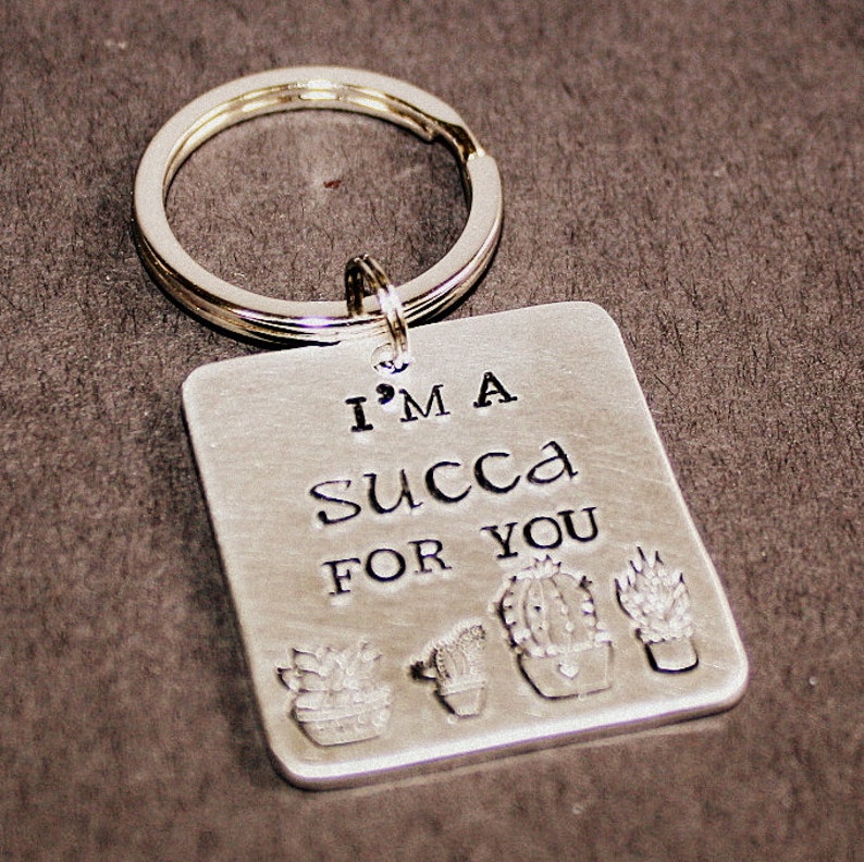 I'm A Succa For You Key Ring Hand Stamped Jewelry Key Chain image 2