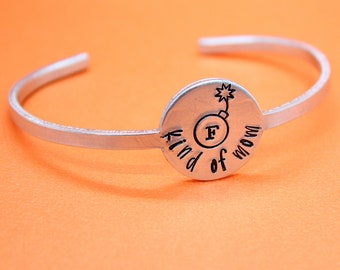 F-Bomb Kind Of Mom Cuff - Hand Stamped Bracelet - Aluminum Bracelet