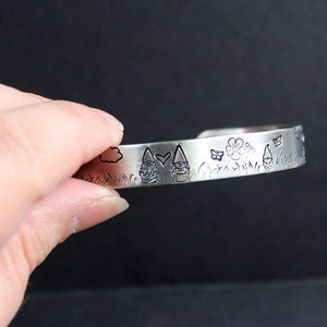 Gnome Cuff Hand Stamped Bracelet Aluminum image 5