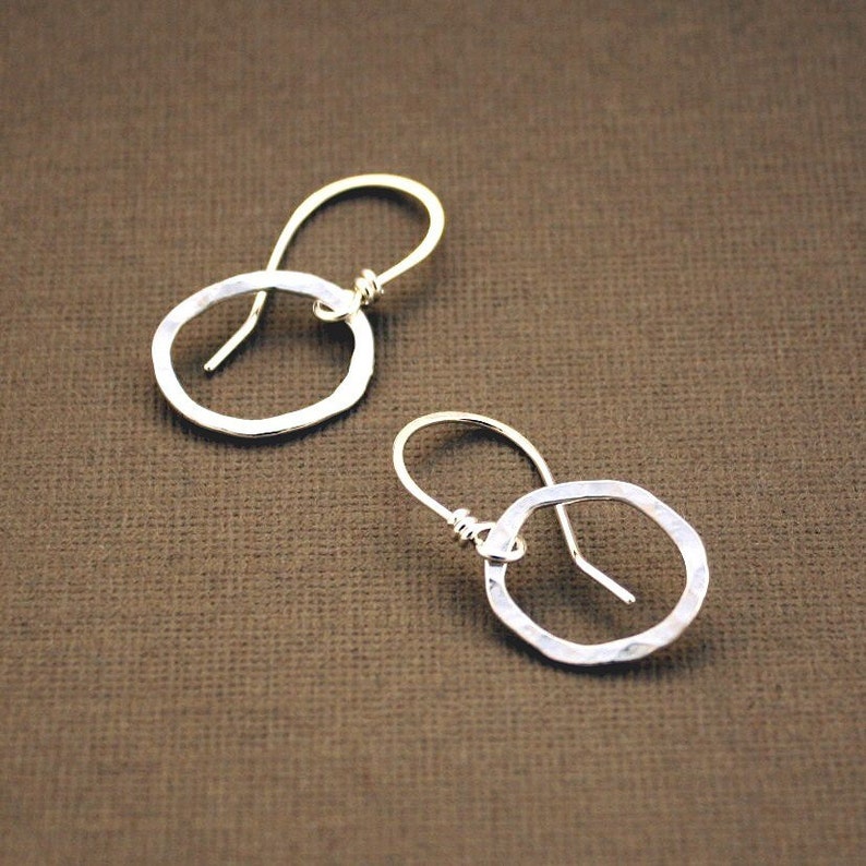 Small Hoop Earrings Disheveled sterling silver dangle | Etsy