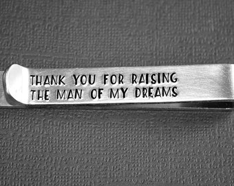 Hidden Message Tie Clip - Father of the Groom - Hand Stamped Tie Bar - Custom Gift - Dad or Grandpa - Wedding Gift