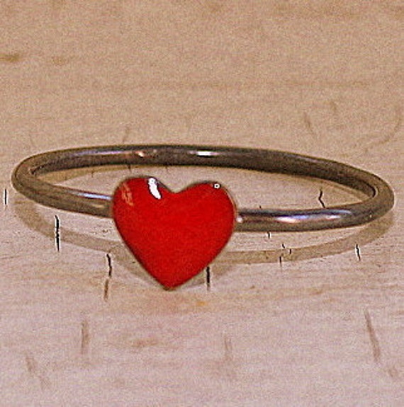 Items similar to Red Sweetheart Ring heart ring brass sterling silver ...