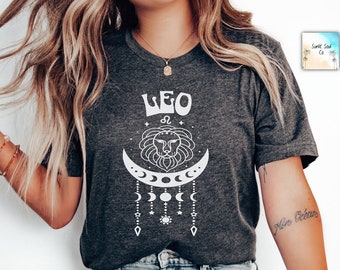 Leo Shirt Boho Mystical Leo T-Shirt Gift For Her August Birthday Shirt Cute Leo T Shirt Gift For Astrology Lover Boho Shirt For Girlfriend