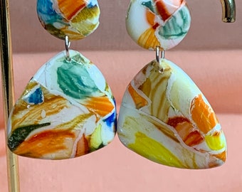 Spring Painted Stud Earrings Silver Plated