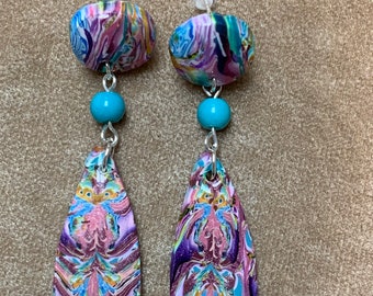 Multicolor Natasha Beaded Post Drop Earrings with Silver