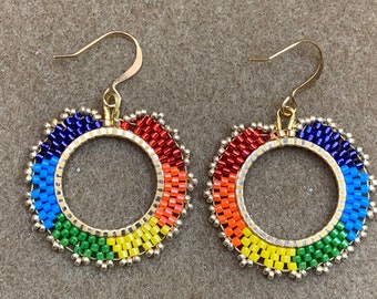 LGBTQ Circular Beaded Earrings Gold Plated Ear Wires