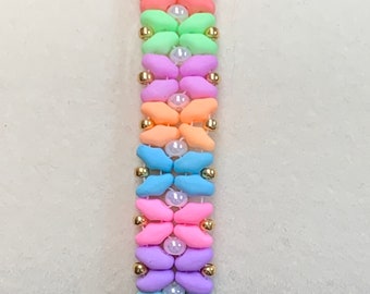 Spring Butterfly Beaded Bracelet with Charm 7”