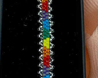 LGBTQ Rainbow Beaded Tennis Bracelet 7 to 8 Inches