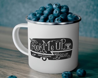 Hook Me Up Vintage Trailer Enamel Camping Mug