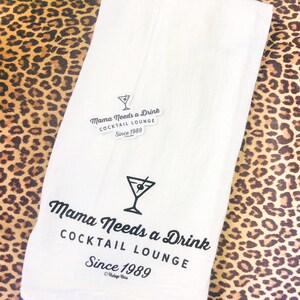 Mama Needs A Drink Tea Towel abs Sticker Gift Pack Special
