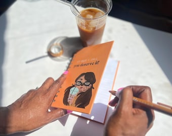 Sloth & Coffee Self-Care Mini Notebook: Relaxation Gift for Coffee Lover, Orange Stationery