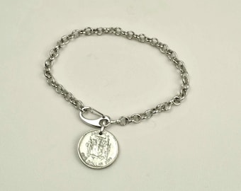 Jamaica Coin Bracelet -2008 Coin - Silver Tone Coin