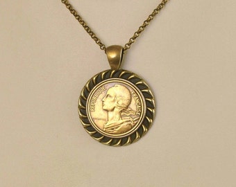 France Coin Necklace - 10 Centimes Coin