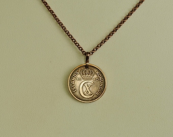 Kingdom of Iceland Coin Necklace 1940 -Monogram Coin - Coin Layer Necklace