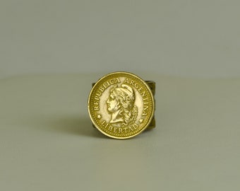 Argentina Coin Ring Oudine Freedom Head Brass Coin Ring