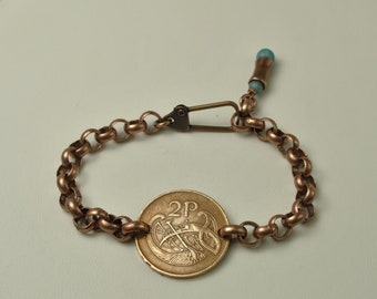 Ireland Coin Bracelet 1971 Coin - Stylized Bird -Copper Coin Bracelet