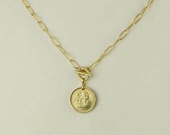 Egypt Coin Necklace 1956 Sphinx Small Coin - Coin Layer Necklace