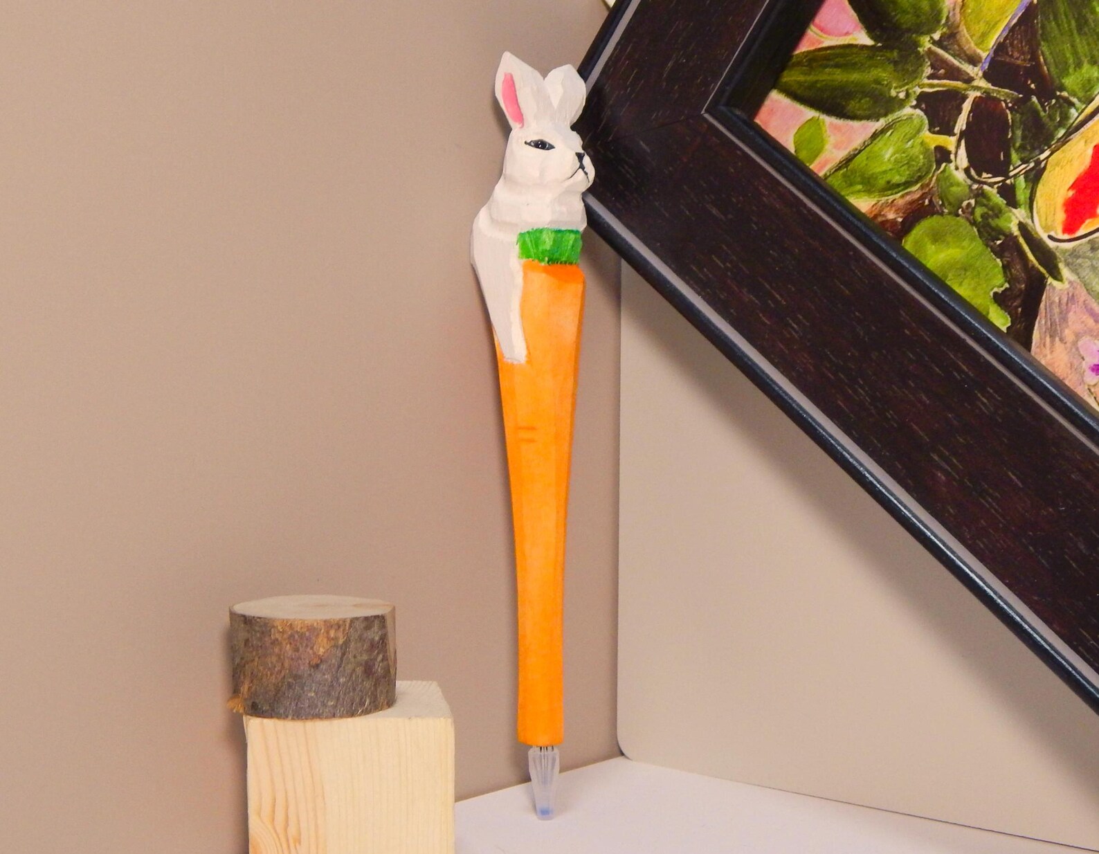Hand-carved Wooden Rabbit Pen – Birthday Gift for Friend, Personalized ...