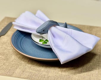 Hand-Carved Wooden Shark Napkin Ring: Rustic Table Decor Christmas Ornament Gift for Friends