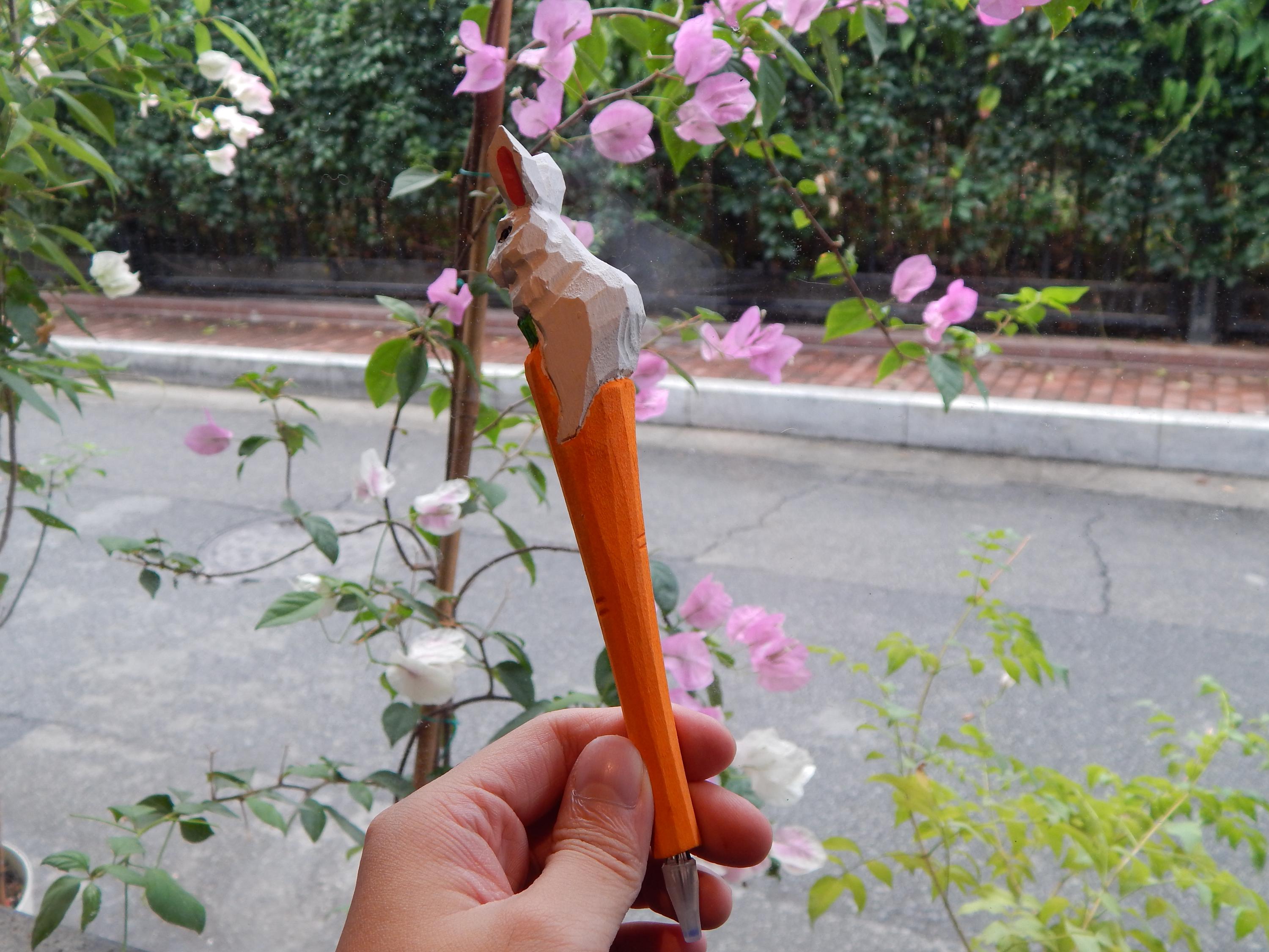Hand-carved Wooden Rabbit Pen – Birthday Gift for Friend, Personalized ...