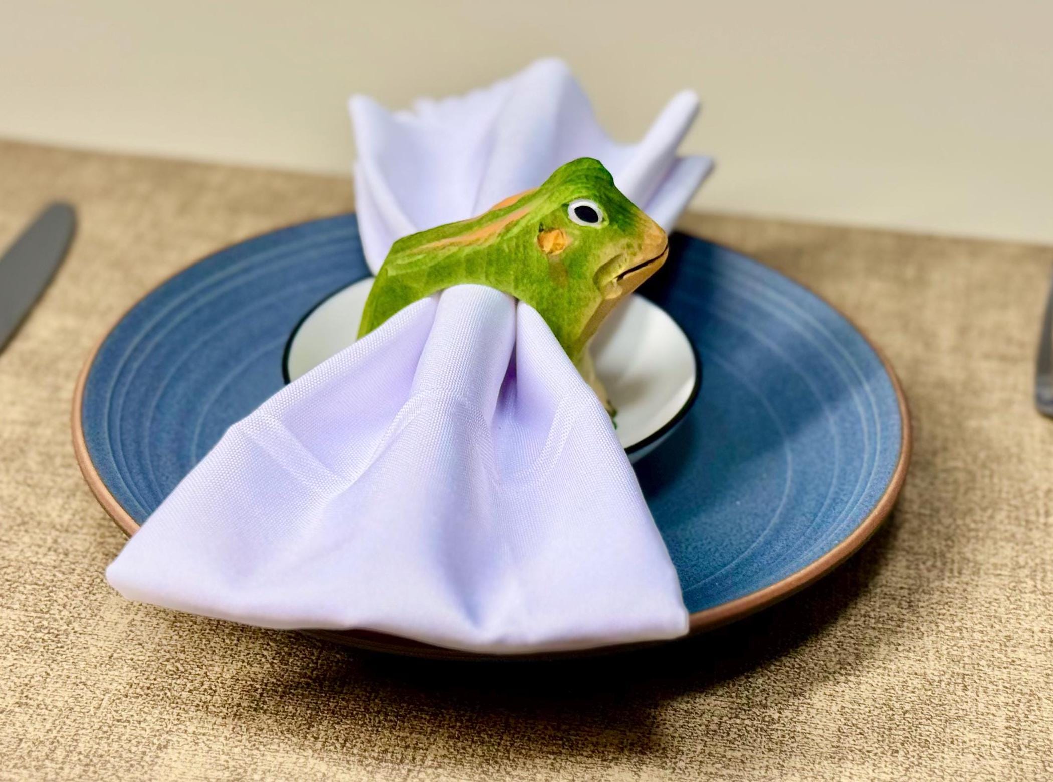 Hand-carved Wooden Frog Napkin Ring: Rustic Table Decor Christmas ...