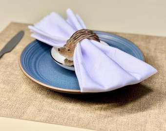 Hand-Carved Wooden Hedgehog Napkin Ring: Rustic Table Decor Christmas Ornament Gift for Friends