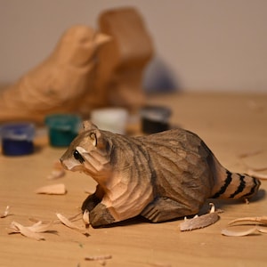 Hand-Carved Wooden Raccoon Figurine: Christmas Raccoon Ornament Gift for Friends image 3