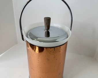 Kromex Copper Ice Bucket, Retro, Vintage, Barware, Serving Dish, Champagne 2 Qt, Mid Century