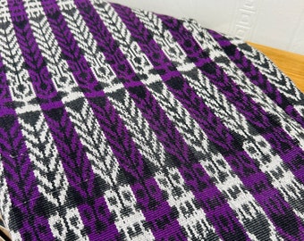 Guatemalan Ikat Rebozo, Woven on Backstrap loom, Shawl, Purple with tassels, Vintage